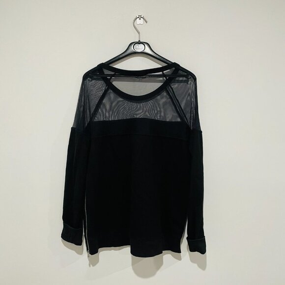 Pam & Gela Women's Black Long Sleeve with Mesh Top Size L - Picture 9 of 12